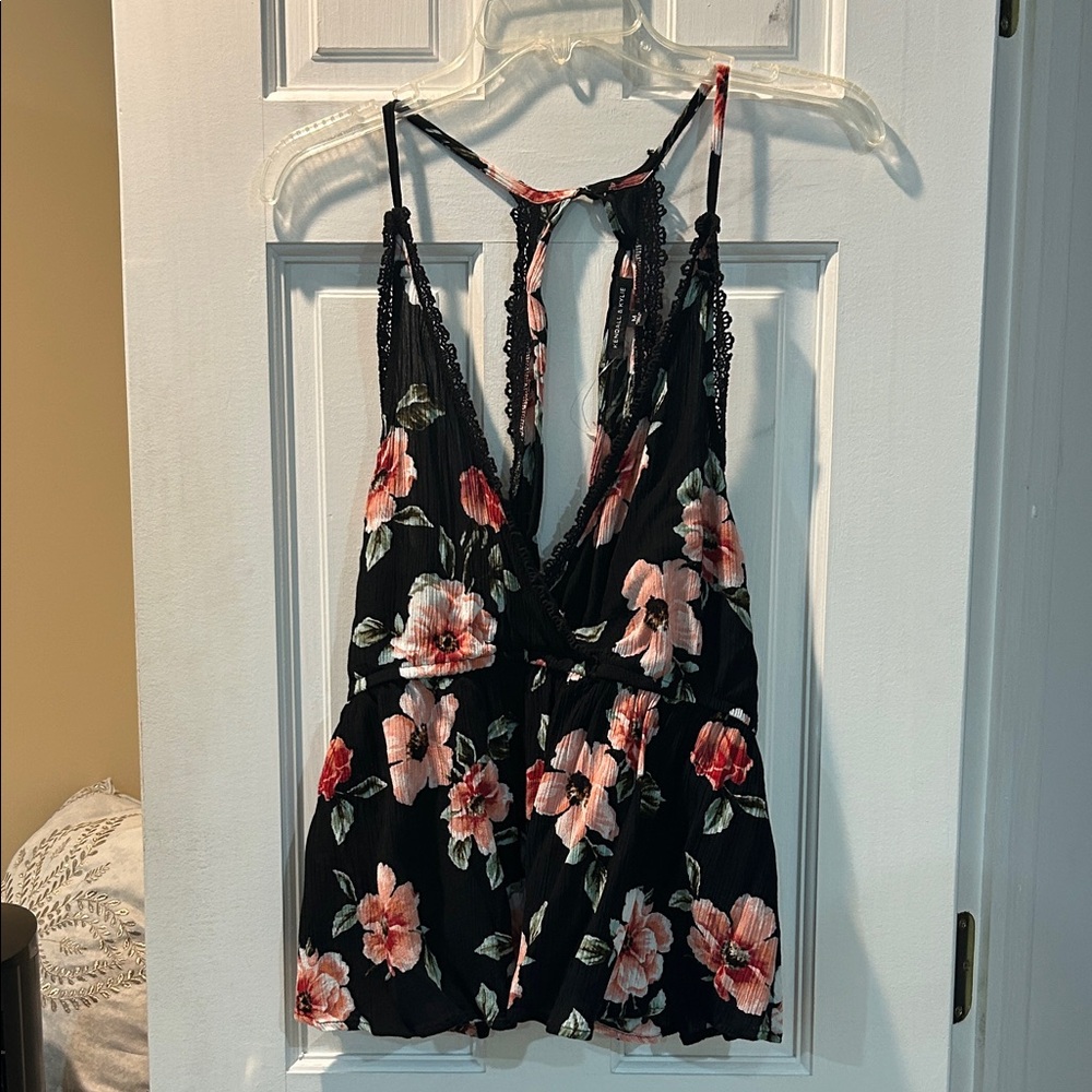 Kendall & Kylie Floral Black Sleeveless Top